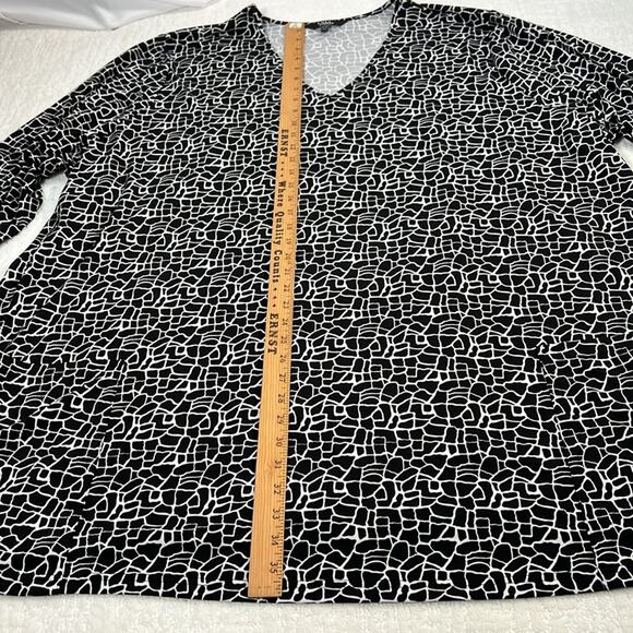 Ulla Popken black and white v-neck stretch tunic with pockets 3/4 sleeves 36/38 - Picture 3 of 13